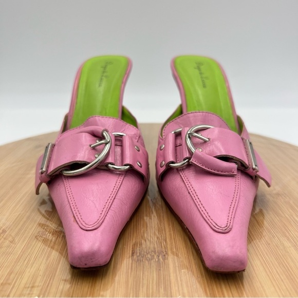 Anthropologie Diego di Lucca Heeled Mule Pink Green Size 6 - Picture 3 of 15